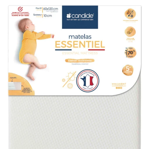 Candide Matelas Bébé Déhoussable ESSENTIEL -Magasin De Literie essentiel fond blanc 3 1