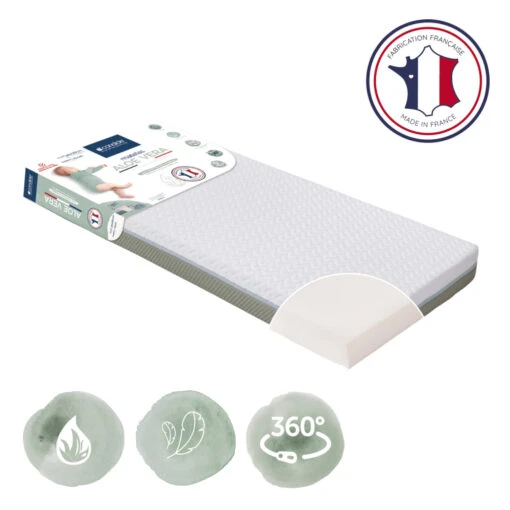 Candide Matelas Bébé Déhoussable ALOE VERA -Magasin De Literie matelas candide aloevera 3 4 fond blanc3