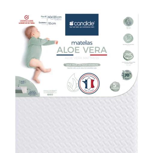 Candide Matelas Bébé Déhoussable ALOE VERA -Magasin De Literie matelas candide aloevera zoom