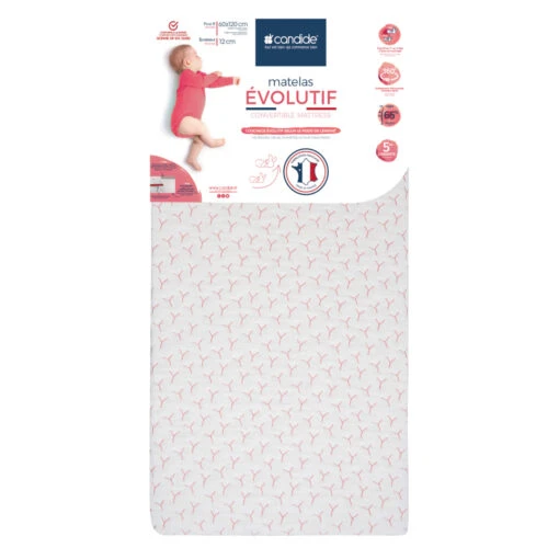 Candide Matelas Bébé Déhoussable EVOLUTIF -Magasin De Literie matelas candide evolutif face fond blanc