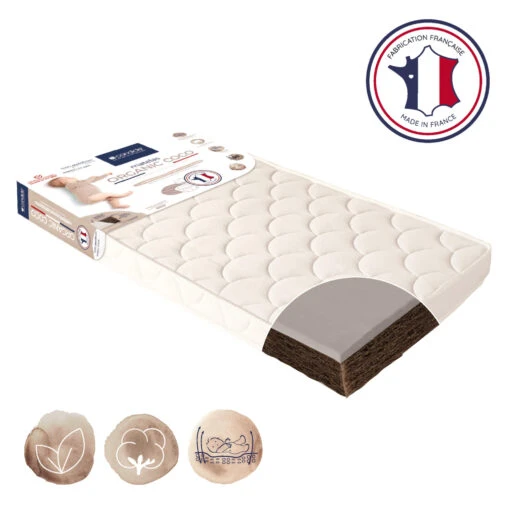 Candide Matelas Bébé En Coco Et Latex CONFORT -Magasin De Literie matelas candide organic coco 3 4 fond blanc