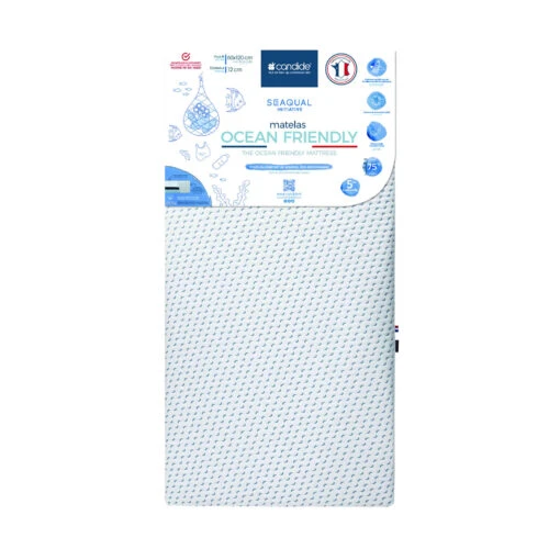 Candide Matelas Bébé Déhoussable éco-responsable OCEAN FRIENDLY -Magasin De Literie ocean friendly fond blanc 4