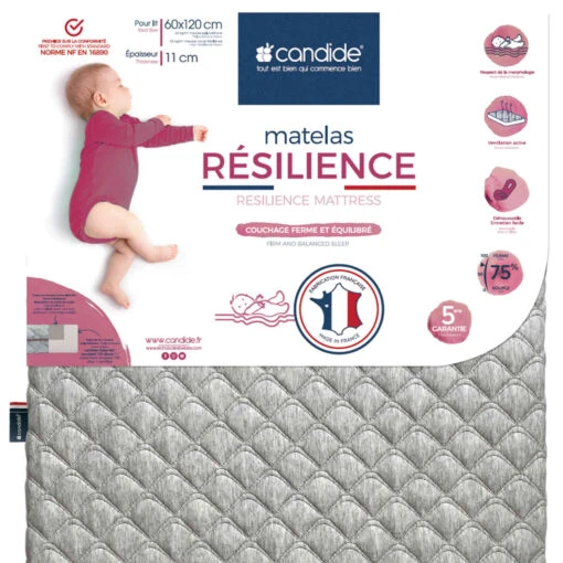 Candide Matelas Bébé Déhoussable RESILIENCE -Magasin De Literie resilience fond blanc 4