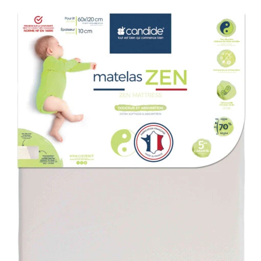 Candide Matelas Bébé Déhoussable ZEN -Magasin De Literie zen fond blanc 4 1